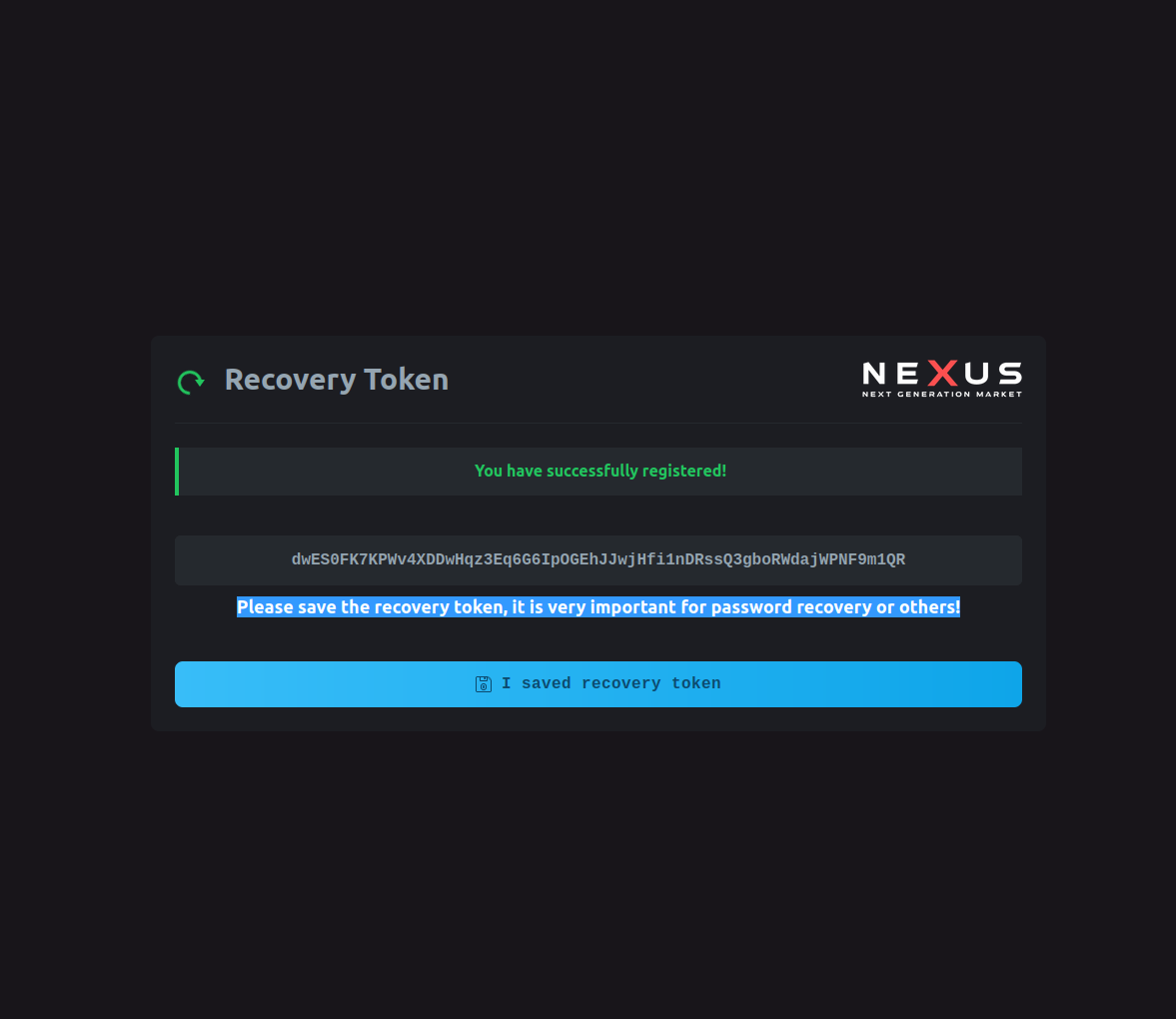 Cryptographic Recovery Token Security Illustration